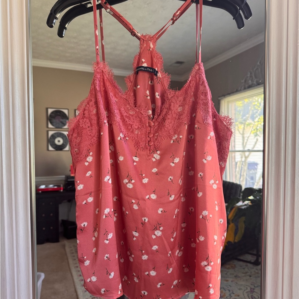 Abercrombie & Fitch Coral Floral Lace Top